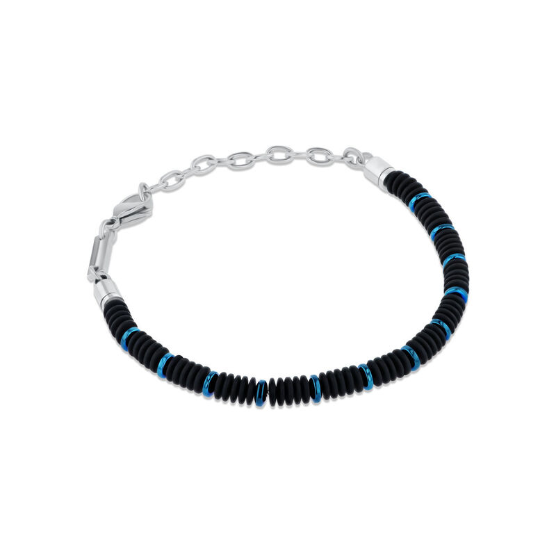 Pulsera Con Aplicaciones De Acero Azul Con Cuen... image number null