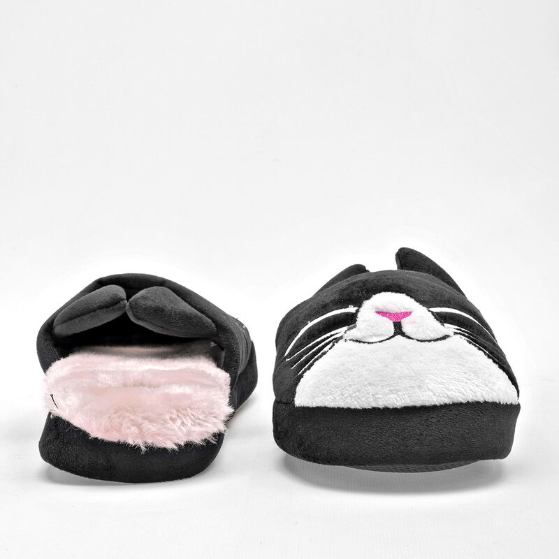 Huarachetas Pantufla para mujer negro blanco image number null
