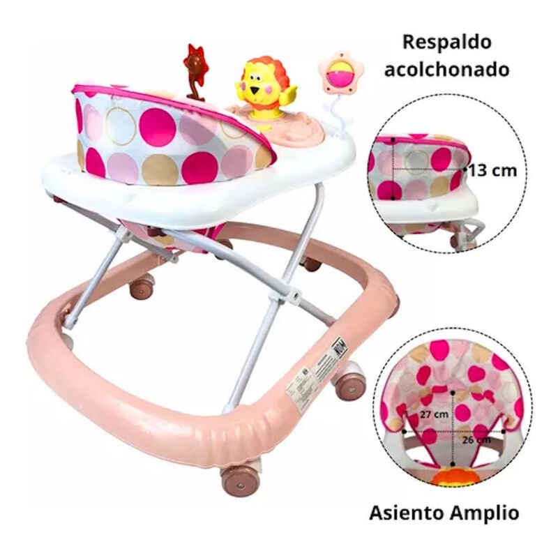 Andadera Para Beb&eacute; Rosa Con Luz Sonido Llantas ... image number null