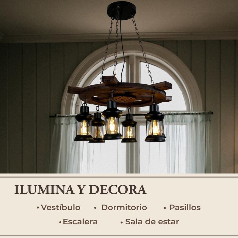 Candil Rustico 6 Luces Modelo Tim&oacute;n image number null