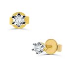 Broqueles De Oro Amarillo 14k Con Platinado Y 11pts De Diamante