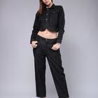 Pantal&oacute;n Mom Mujer Negro Oxford Tiro Alto Mezclilla