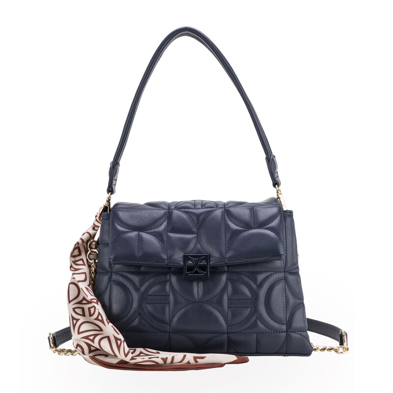 Bolsa Satchel Mediana Con Mascada Color Azul Ma... image number null