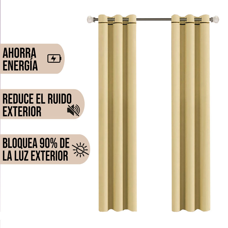 Cortinas Black Out Lisa Beige Con Argollas  2.2... image number null