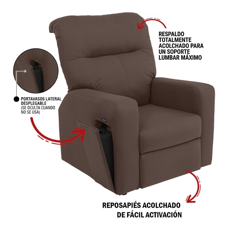Sill&oacute;n Reclinable Con Portavasos Integrado Colo... image number null