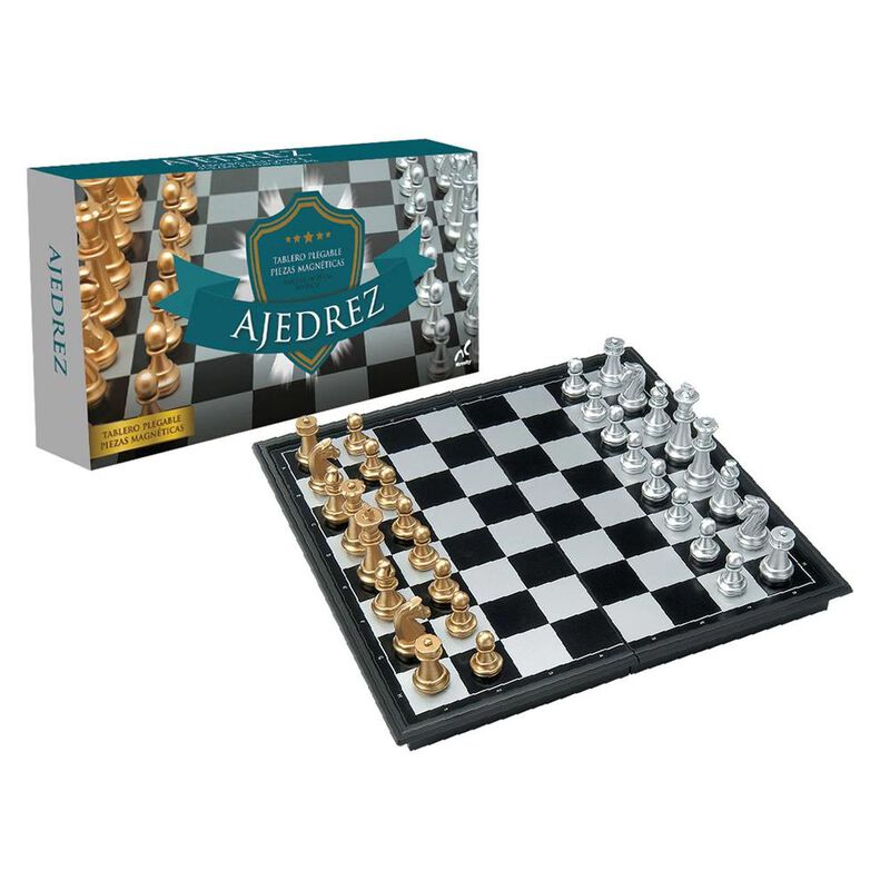Ajedrez Magn&eacute;tico Piezas Doradas y Plateadas Po... image number null