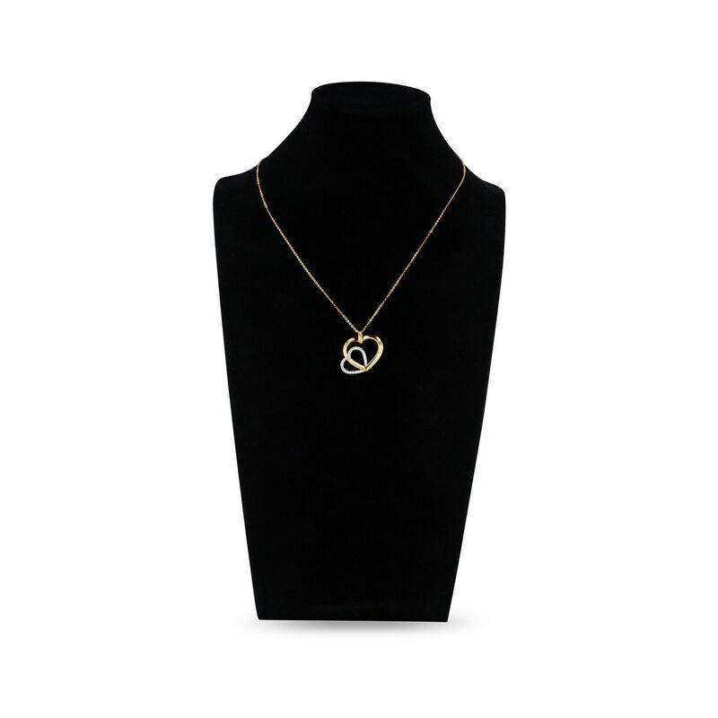 Dije Coraz&oacute;n Bicolor 10k Con Zirconias + Cadena... image number null