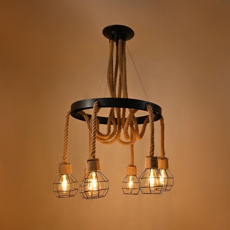 L&aacute;mpara Candil Colgante De Cuerdas Vintage image number null