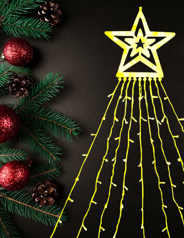 Estrella Con Cortina De Serie 300 Led Luz Calid... image number null