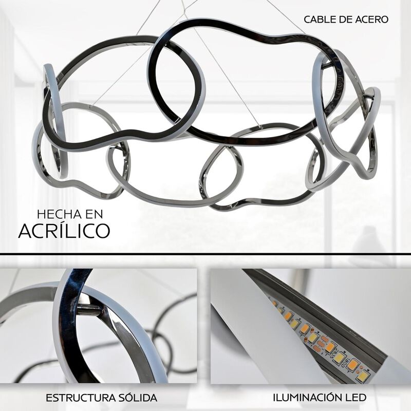 Candil De Led Colgante Aros Redondo Cromado image number null