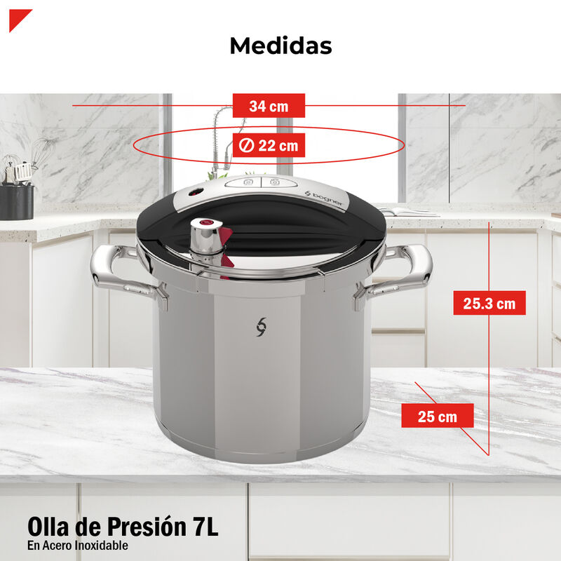 Olla De Presi&oacute;n De 7 Litros Acero Inox 304 Bogn... image number null