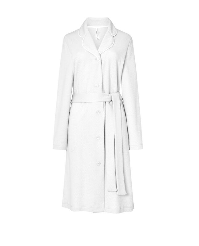 Bata de Botones de Punto Circular Marfil image number null