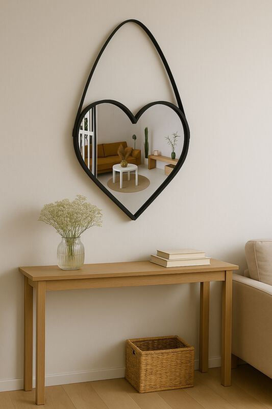 Espejo De Pared Decorativo Ideen Coraz&oacute;n Negro image number null