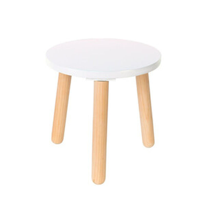 Banquito de Madera para Ni&ntilde;os- Redondo - Blanco image number null