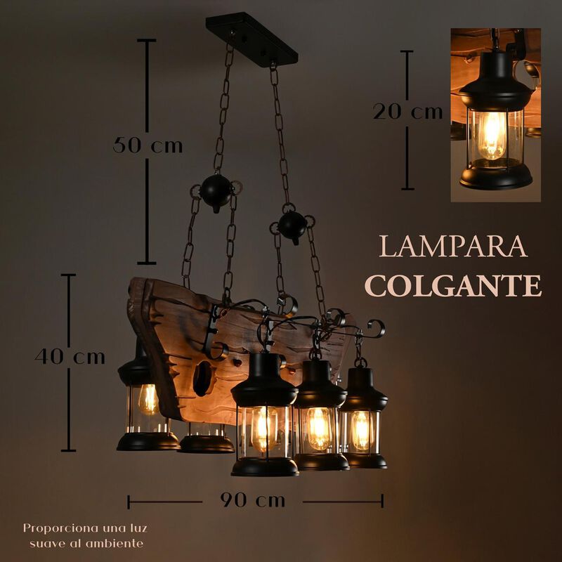 Candil Rustico 6 Luces Con Cadena image number null