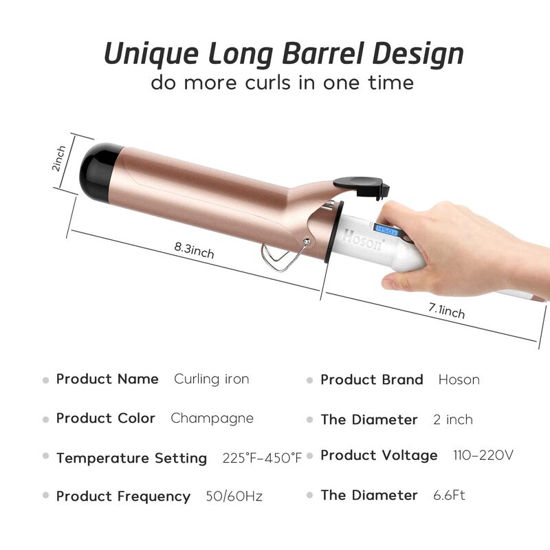 Curling Iron Hoson, Barril Grande, 5 Cm, Revest... image number null