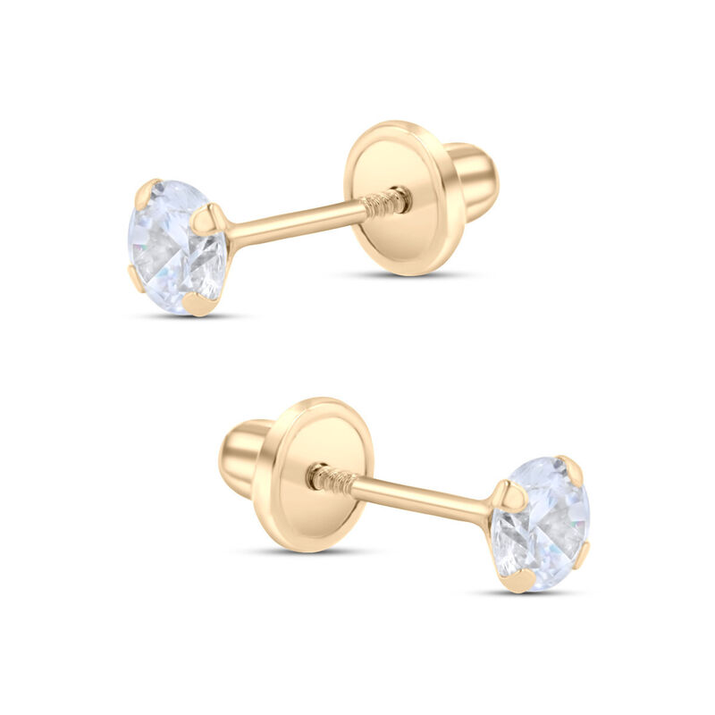 Broqueles De Oro Amarillo 14K Con Zirconias (4 ... image number null