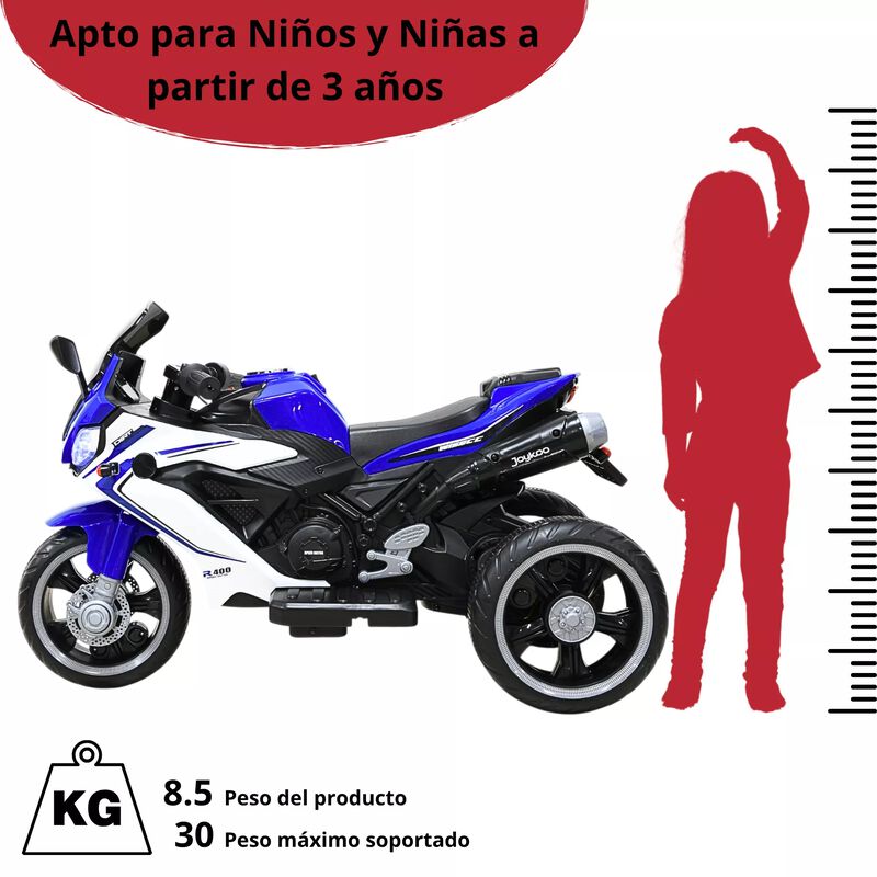 Moto El&eacute;ctrica Deportiva Para Ni&ntilde;os 3 Ruedas Bl... image number null