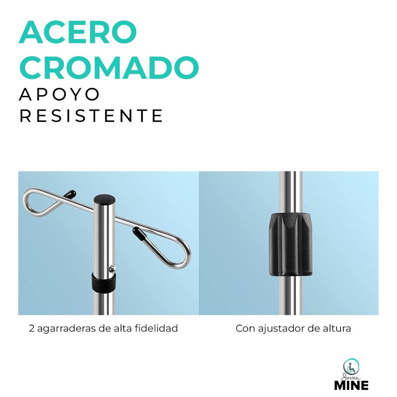 Porta Sueros Altura Ajustable (2 Ganchos, 5 Pat... image number null