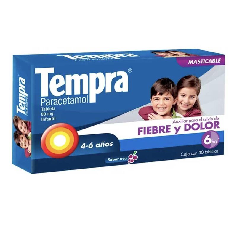 Tempra Tableta Masticable 80mg Fiebre Y Dolor S... image number null