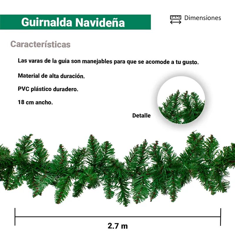 Gu&iacute;a Guirnalda De Pino Navide&ntilde;a Verde Decoraci&oacute;... image number null