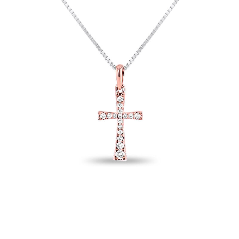 Dije De Cruz (1.8Cm) De Oro Rosa 14K Con Cadena... image number null