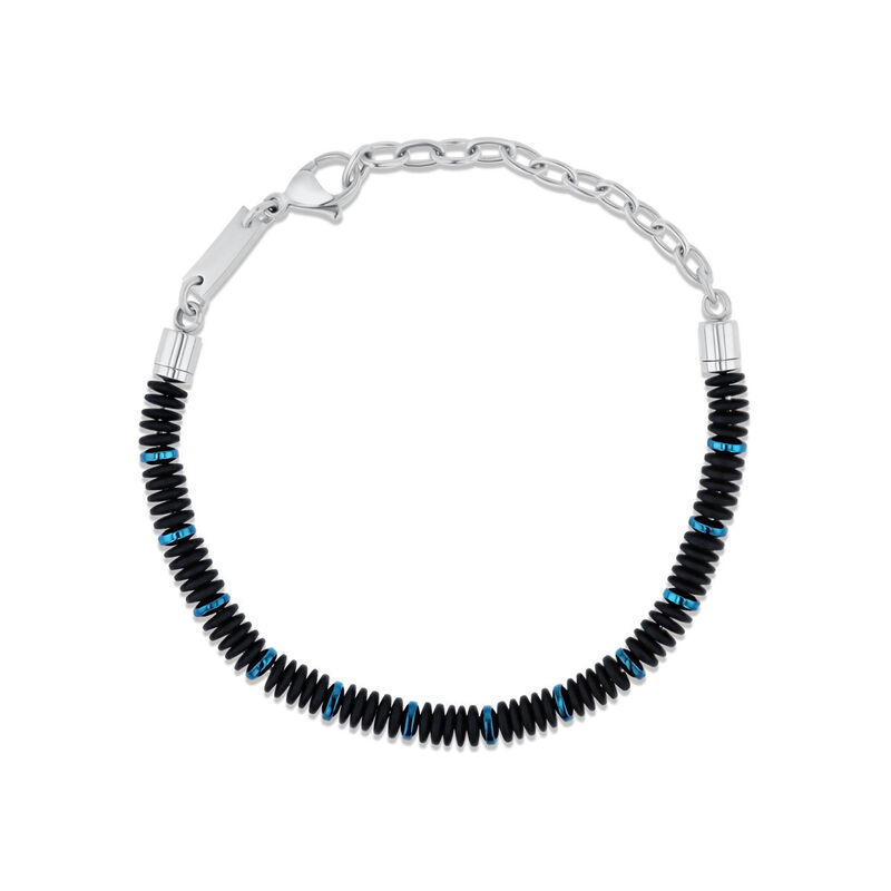 Pulsera Con Aplicaciones De Acero Azul Con Cuen... image number null