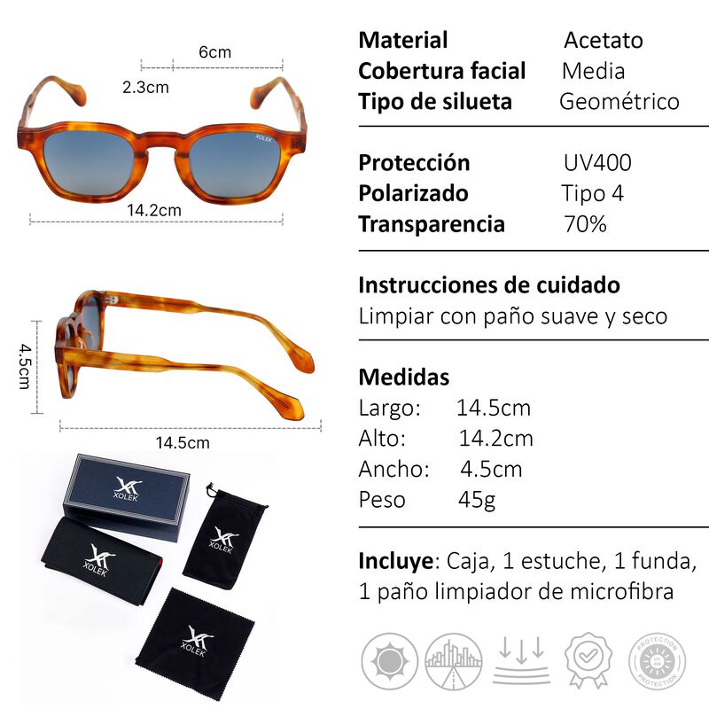 Lentes De Sol Xolek 107 Moda Acetato Hexagonal ... image number null