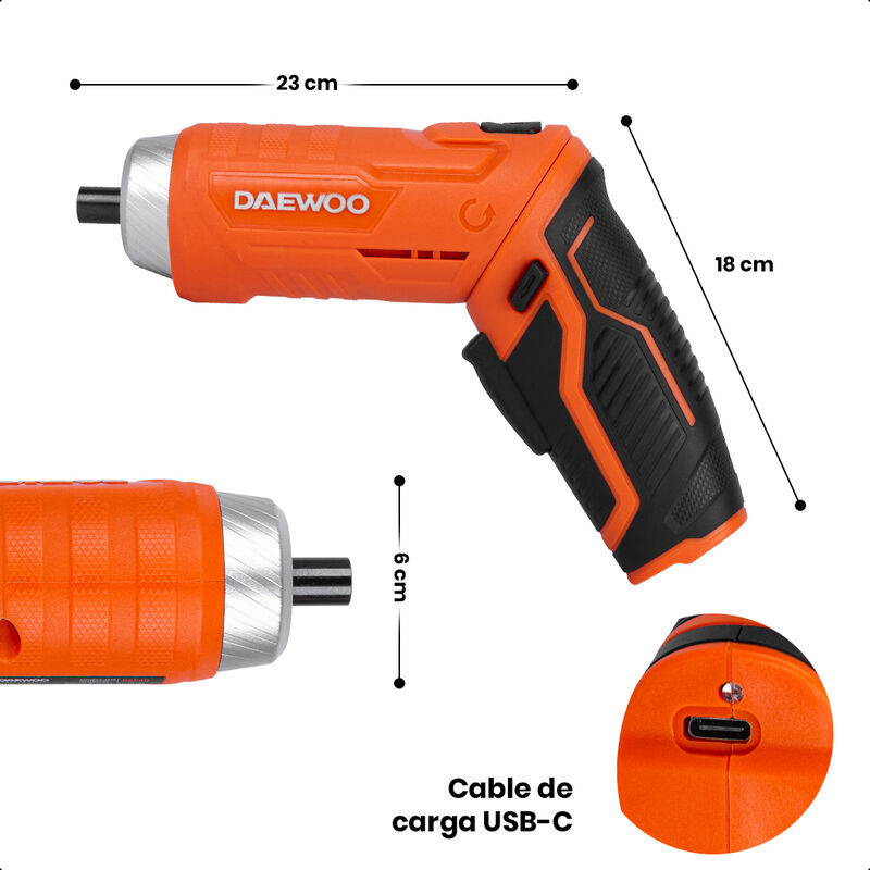 Daewoo Atornillador Inal&aacute;mbrico, 3.6v, Bater&iacute;a ... image number null