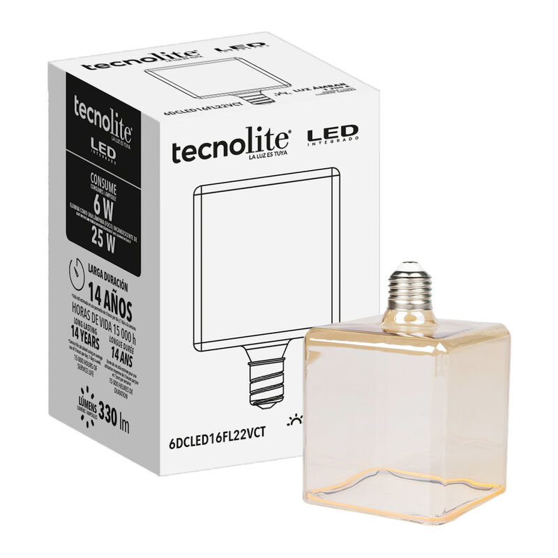 Foco Cubo LED Filamento 6 W IRC 90, Luz &Aacute;mbar, ... image number null