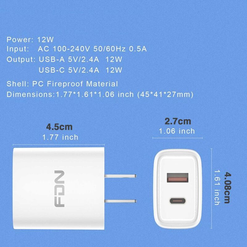 Cargador Ac Fdn Dual Usb-c Usb-a 2.4a Blanco (s... image number null