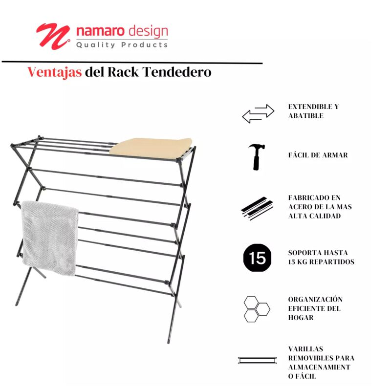 Rack Tendedero Extendible Y Abatible Lyon Namar... image number null