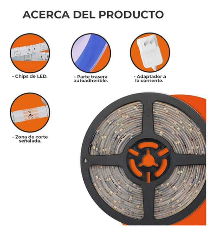 Tira Led 5 Metros De Longitud 12 W, Luz Amarill... image number null