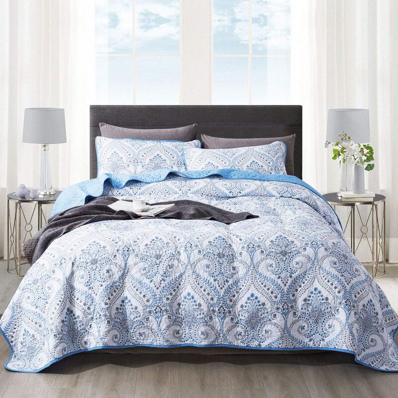 Juego De Colcha Newlake Reversible Patchwork Bl... image number null