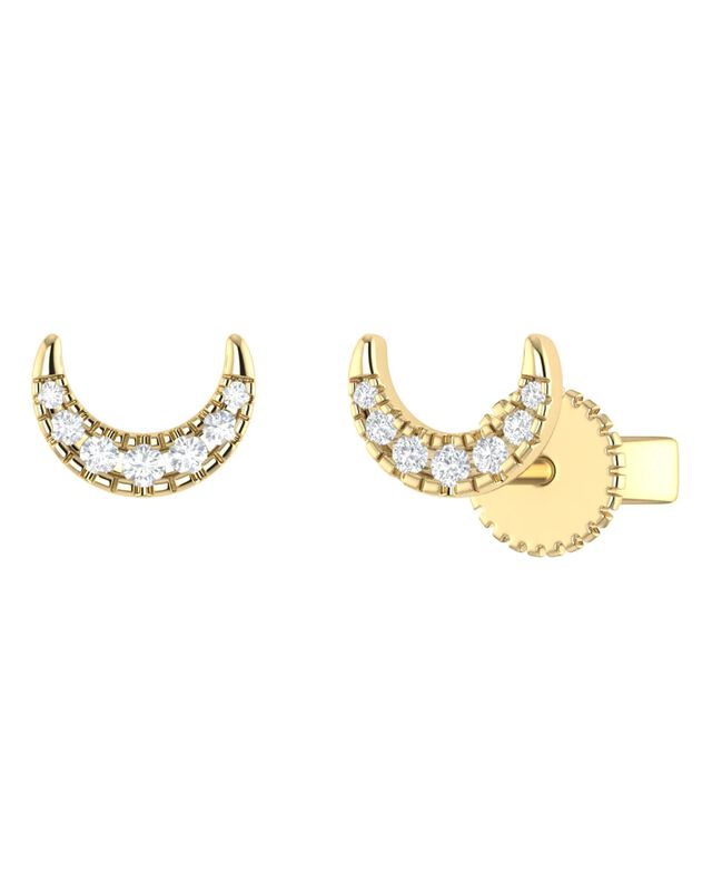 Broqueles De Luna De Oro Amarillo 14k Con 6pts ... image number null
