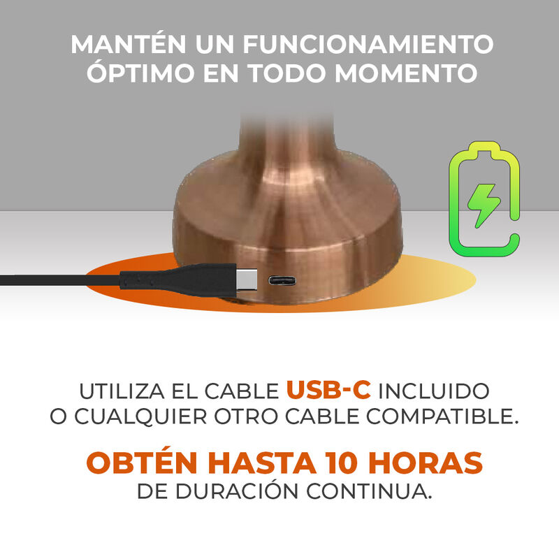 Lámpara de Mesa LED 3 W Portátil, Recargable, L... image number null