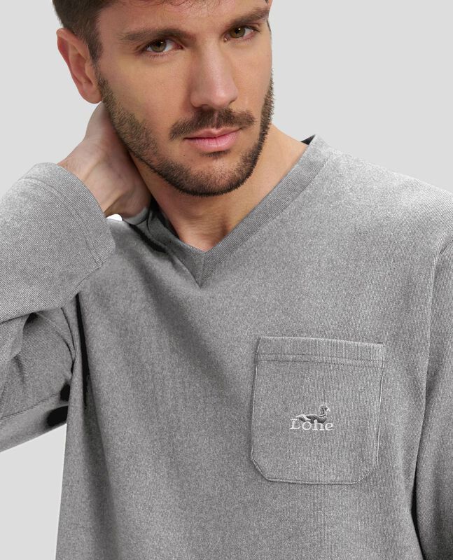 Pijama Liso de Cuello Pico Gris image number null