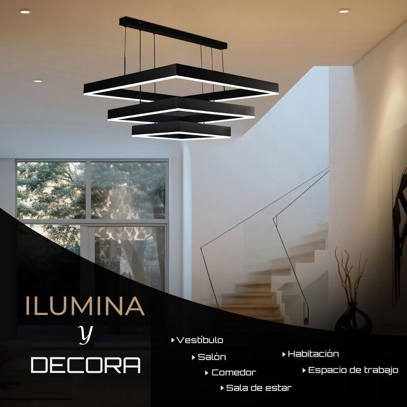 L&aacute;mpara Moderna Colgante Led 3 Rect&aacute;ngulos (Neg... image number null