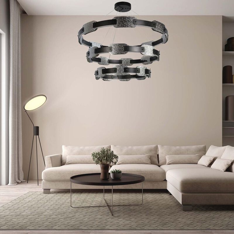 Candil Colgante Led 3 Aros Con Cristal image number null