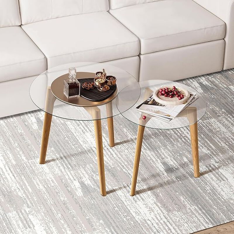 Juego de mesas de vidrio auxiliares (par) image number null