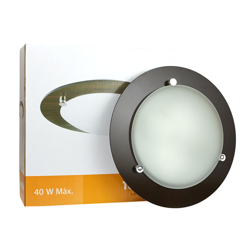 Lampara Para Interior En Plaf&oacute;n Madera Oscura E... image number null