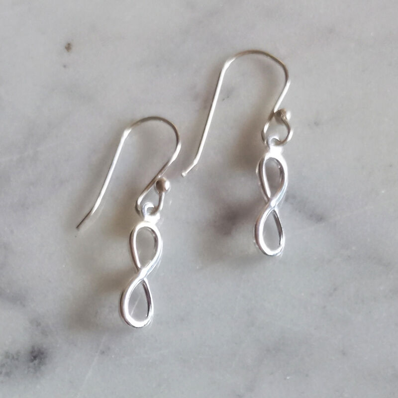 Aretes infinito con gancho de plata image number null