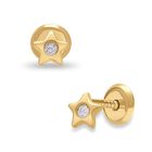 Broqueles De Estrella En Oro Amarillo 14k Con 3pts De Diamante (1.5mm Aprox)