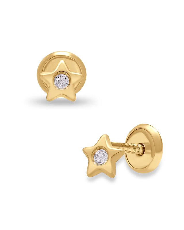Broqueles De Estrella En Oro Amarillo 14k Con 3... image number null