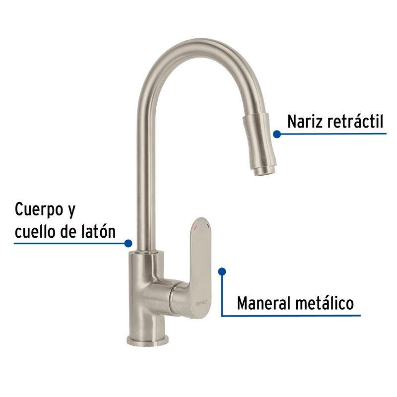 Mezcladora Satín Nariz Retráctil para Fregadero... image number null