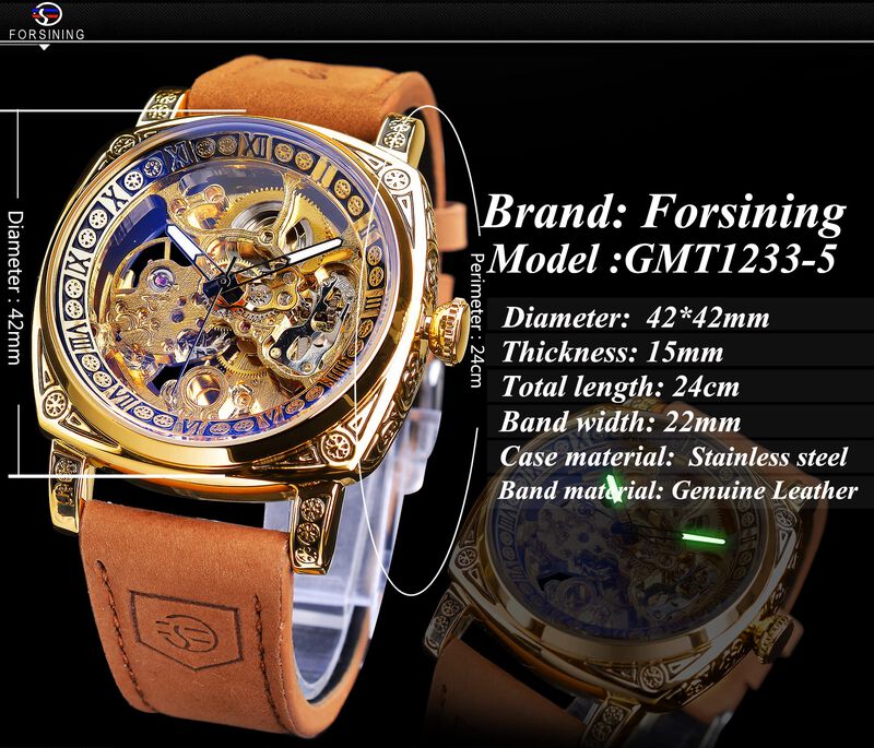 Reloj Forsining Square Retro Mechanical Self-wi... image number null