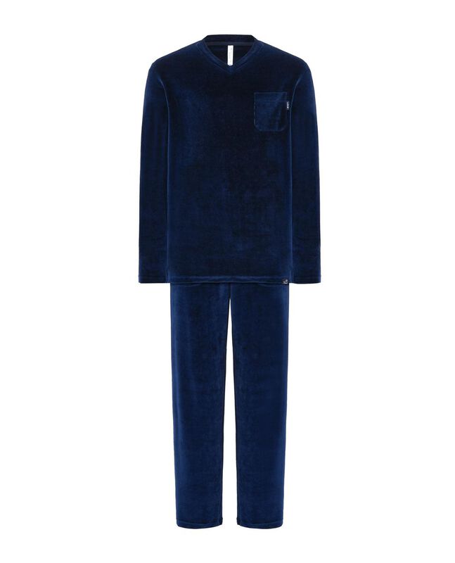 Pijama de Terciopelo Liso para Hombre Marino image number null