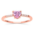 Anillo En Oro Rosa 14k Con Zirconia Coraz&oacute;n Rosa - Fonj-p7 Talla 9