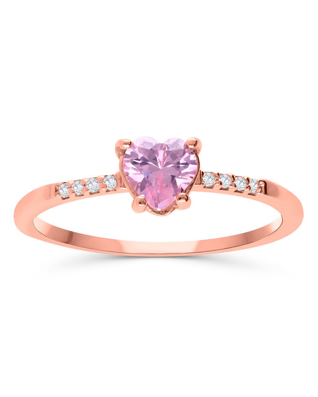 Anillo En Oro Rosa 14k Con Zirconia Coraz&oacute;n Ros... image number null