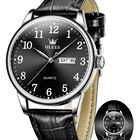 Reloj Olevs Con Correa De Piel Negra Para Hombre, Impermeable, 30 M